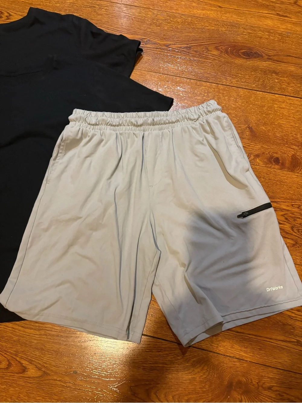 Boys size 14/16 2 Black Crew Neck Tees  & Light Gray Athletic Shorts